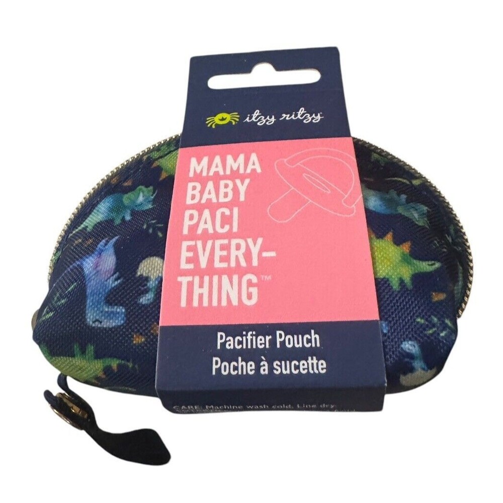 NEW Itzy Ritzy Mama Baby‎ Paci Everything Pacifier Pouch Holder Blue Dinosaur